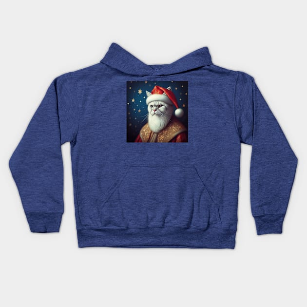 Santa Cat Kids Hoodie by PetitMuseau